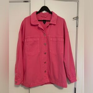 Pink Gap oversized jean jacket